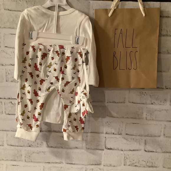 Rae Dunn 3pc Happy Fall Y’All Bodysuit Pant Set - Picture 2 of 3
